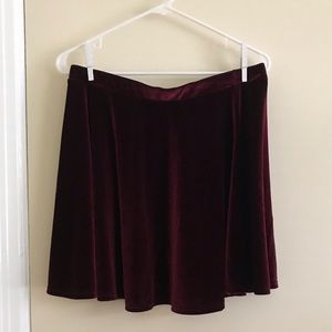 Burgundy velvet skater skirt